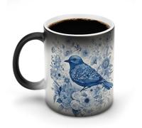 ERSTSNCK Bluebird And Flowers Color Changing Mug 11 Oz Heat Changing Coffee Mugs Funny Magic Cup Heat Sensitive Ceramics Mug Novelty Coffee Cups Personalized Customized Gift Idea for Men & Women