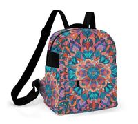 ERSTSNCK Bohemian Psychedelic Peacock Mandala Small Backpack for Women Mini Backpack Purse Travel Fashion Roomy Shoulder Handbag