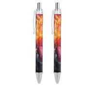 ERSTSNCK Bold Color Mix Black Ballpoint Pens Fine Point (0.5mm) Black Ink Pen Retractable Ball Point Pens with Comfortable Full Grip for Journaling, And Office Writing Ideal 2 PCS