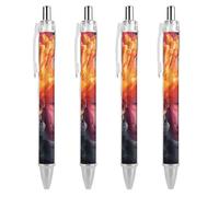 ERSTSNCK Bold Color Mix Black Ballpoint Pens Fine Point (0.5mm) Black Ink Pen Retractable Ball Point Pens with Comfortable Full Grip for Journaling, And Office Writing Ideal 4 PCS