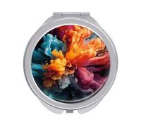ERSTSNCK Bold Color Mix Compact Mirror for Purse, Double-Sided 1x/2x Magnifying Metal Pocket Makeup Mirrors, Folding Mini Vanity Mirror, Handheld Round Travel Cosmetic Mirrors for Women