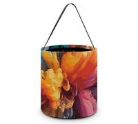 ERSTSNCK Bold Color Mix Halloween Candy Buckets Reusable Tote Candy Bag - Trick Or Treat Goody Bag with Handles