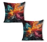 ERSTSNCK Bold Color Mix Pillow Covers 18"x18"（2pcs） Linen Throw Pillow Covers - Double Sided Decorative Square Cushion Cases for Sofa, Bed, Chair (No Insert Included)