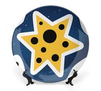 ERSTSNCK - Bone Spirit Star Symbol Ceramic Decorative Plate 10" Porcelain Wall Hanging Boho Dinner Plates with Stand for Decor