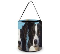 ERSTSNCK Border Collie Halloween Candy Buckets Reusable Tote Candy Bag - Trick Or Treat Goody Bag with Handles