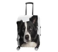 ERSTSNCK Border Collie Luggage Suitcase Covers Elastic Washable Cute Luggage Protector Travel Suitcase Protective Cover For Adult (Fit 19-32 Inch Luggages), white, L, Border Collie