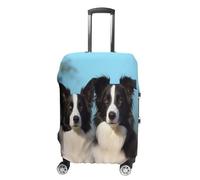 ERSTSNCK Border Collie Luggage Suitcase Covers Elastic Washable Cute Luggage Protector Travel Suitcase Protective Cover For Adult (Fit 19-32 Inch Luggages), white, M, Border Collie