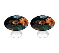 ERSTSNCK Bright Flowers Cabinet Knobs, 2-Pack Silver Stainless Steel Drawer Pulls with Screws, Elegant Hardware for Dressers, Kitchen,Cabinets & Desks