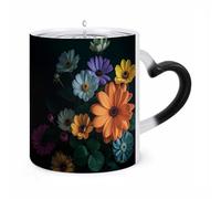 ERSTSNCK Bright Flowers Color Changing Mug Heat Changing Coffee Mugs Funny Magic Cup Heat Sensitive Travel Mug Novelty Coffee Cups Personalized Customized Gift Idea for Men & Women 11 Oz