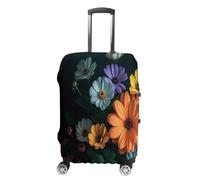 ERSTSNCK Bright Flowers Luggage Suitcase Covers Elastic Washable Cute Luggage Protector Travel Suitcase Protective Cover For Adult (Fit 19-32 Inch Luggages) X-Large, white, S, Bright Flowers