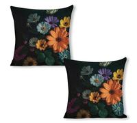 ERSTSNCK Bright Flowers Pillow Covers 18"x18"（2pcs） Linen Throw Pillow Covers - Double Sided Decorative Square Cushion Cases for Sofa, Bed, Chair (No Insert Included)