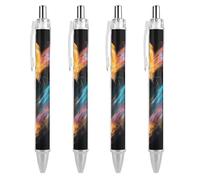 ERSTSNCK Bright Heart Shape Black Ballpoint Pens Fine Point (0.5mm) Black Ink Pen Retractable Ball Point Pens with Comfortable Full Grip for Journaling, And Office Writing Ideal 4 PCS