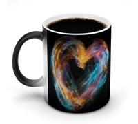 ERSTSNCK Bright Heart Shape Color Changing Mug 11 Oz Heat Changing Coffee Mugs Funny Magic Cup Heat Sensitive Ceramics Mug Novelty Coffee Cups Personalized Customized Gift Idea for Men & Women