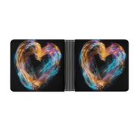 ERSTSNCK Bright Heart Shape Wallet for Men Bifold Rfid Blocking Slim Money Clip Front Pocket Wallet Card Holder