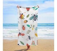ERSTSNCK Bright Insect Pattern Beach Towel Oversized 31" X 63" Absorbent Towels Quick Dry Pool Towel Lightweight Bath Towels Sandproof Beach Blanket for Gym Swimming Sports Travel Gifts