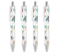 ERSTSNCK Bright Insect Pattern Black Ballpoint Pens Fine Point (0.5mm) Black Ink Pen Retractable Ball Point Pens with Comfortable Full Grip for Journaling, And Office Writing Ideal 4 PCS