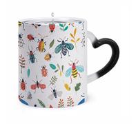 ERSTSNCK Bright Insect Pattern Color Changing Mug Heat Changing Coffee Mugs Funny Magic Cup Heat Sensitive Travel Mug Novelty Coffee Cups Personalized Customized Gift Idea for Men & Women 11 Oz