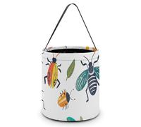 ERSTSNCK Bright Insect Pattern Halloween Candy Buckets Reusable Tote Candy Bag - Trick Or Treat Goody Bag with Handles
