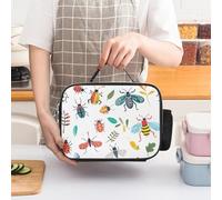 ERSTSNCK Bright Insect Pattern Insulated Lunch Bag for Women Lunch Box Large Capacity, Leakproof Tote with Detachable Handles- 5-Hour Cold/Hot Retention Cooler Bag for Office, Picnic, Camping