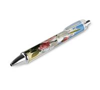 ERSTSNCK Bright Light Flower Charm Black Ballpoint Pens Fine Point (0.5mm) Black Ink Pen Retractable Ball Point Pens with Comfortable Full Grip for Journaling, And Office Writing Ideal 1 PCS
