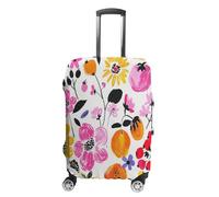 ERSTSNCK Bright Peach Flowers Luggage Suitcase Covers Elastic Washable Cute Luggage Protector Travel Suitcase Protective Cover For Adult (Fit 19-32 Inch Luggages) X-Large, white, L, Bright Peach
