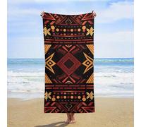 ERSTSNCK Brown and Red Tribal Pattern Beach Towel Oversized 31" X 63" Absorbent Towels Quick Dry Pool Towel Lightweight Bath Towels Sandproof Beach Blanket for Gym Swimming Sports Travel Gifts