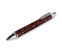 ERSTSNCK Brown And Red Tribal Pattern Black Ballpoint Pens Fine Point (0.5mm) Black Ink Pen Retractable Ball Point Pens with Comfortable Full Grip for Journaling, And Office Writing Ideal 1 PCS