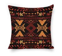 ERSTSNCK Brown and Red Tribal Pattern Pillow Covers 18"x18" Linen Throw Pillow Covers - Double Sided Decorative Square Cushion Cases for Sofa, Bed, Chair (No Insert Included)