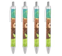 ERSTSNCK Brown Bear Black Ballpoint Pens Fine Point (0.5mm) Black Ink Pen Retractable Ball Point Pens with Comfortable Full Grip for Journaling, And Office Writing Ideal 4 PCS