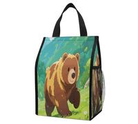 ERSTSNCK Brown Bear Insulated Lunch Bag Leakproof Insulated Cooler Bags Reusable Cooler Tote Foldable Lunchbox for Adult Women Men for Work Travel Picnic