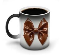 ERSTSNCK Brown Bow Color Changing Mug 11 Oz Heat Changing Coffee Mugs Funny Magic Cup Heat Sensitive Ceramics Mug Novelty Coffee Cups Personalized Customized Gift Idea for Men & Women