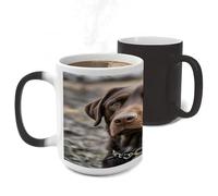 ERSTSNCK Brown Labrador Retriever Color Changing Mug Heat Changing Coffee Mug Funny Magic Cup Heat Sensitive Travel Mugs Novelty Coffee Cups Personalized Customized Gift for Men Women 11 Oz