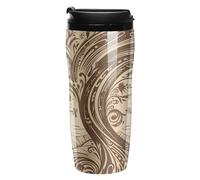 ERSTSNCK Brown Pattern Tree 12 Oz Travel Coffee Mug Vacuum Insulated Travel Mug Leakproof Cup with Lid Reusable Coffee Tumbler for Hot And Cold Drinks, Gift for Men And Women