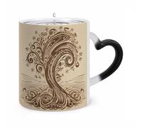 ERSTSNCK Brown Pattern Tree Color Changing Mug Heat Changing Coffee Mugs Funny Magic Cup Heat Sensitive Travel Mug Novelty Coffee Cups Personalized Customized Gift Idea for Men & Women 11 Oz