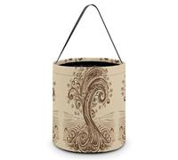 ERSTSNCK Brown Pattern Tree Halloween Candy Buckets Reusable Tote Candy Bag - Trick Or Treat Goody Bag with Handles
