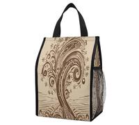ERSTSNCK Brown Pattern Tree Insulated Lunch Bag Leakproof Insulated Cooler Bags Reusable Cooler Tote Foldable Lunchbox for Adult Women Men for Work Travel Picnic