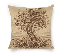 ERSTSNCK Brown Pattern Tree Pillow Covers 18"x18" Linen Throw Pillow Covers - Double Sided Decorative Square Cushion Cases for Sofa, Bed, Chair (No Insert Included)