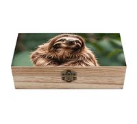 ERSTSNCK Brown Sloth Wooden Storage Box Elegant Retro Jewelry Box with Hinged Lid Decorative Keepsake Boxes Decor Handmade Organizer Boxes for Wedding, Party, Gift, Diy Craft, Home Decor
