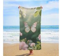 ERSTSNCK Butterflies Dancing Beach Towel Oversized 31" X 63" Absorbent Towels Quick Dry Pool Towel Lightweight Bath Towels Sandproof Beach Blanket for Gym Swimming Sports Travel Gifts