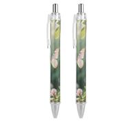 ERSTSNCK Butterflies Dancing Black Ballpoint Pens Fine Point (0.5mm) Black Ink Pen Retractable Ball Point Pens with Comfortable Full Grip for Journaling, And Office Writing Ideal 2 PCS