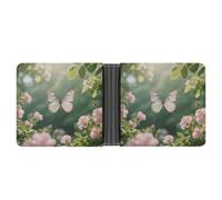 ERSTSNCK Butterflies Dancing Wallet for Men Bifold Rfid Blocking Slim Money Clip Front Pocket Wallet Card Holder