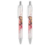 ERSTSNCK Butterfly Drip Spray Watercolor Black Ballpoint Pens Fine Point (0.5mm) Black Ink Pen Retractable Ball Point Pens with Comfortable Full Grip for Journaling, And Office Writing Ideal 2 PCS