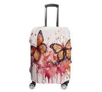ERSTSNCK Butterfly Drip Spray Watercolor Luggage Suitcase Covers Elastic Washable Cute Luggage Protector Travel Suitcase Protective Cover For Adult (Fit 19-32 Inch Luggages) X-Large, white, M