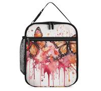 ERSTSNCK Butterfly Drip Spray Watercolor Lunch Bag for Adults Reusable Insulated Lunchbox Leakproof Small Lunch Box Tote for Men & Women Portable Food Cooler Bag for Work, Office, Picnics