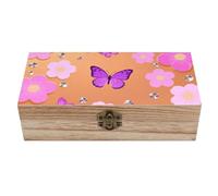 ERSTSNCK Butterfly Flower Sparkle Wooden Storage Box Elegant Retro Jewelry Box with Hinged Lid Decorative Keepsake Boxes Decor Handmade Organizer Boxes for Wedding, Party, Gift, Diy Craft, Home Decor