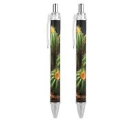 ERSTSNCK Cacti And Succulents Black Ballpoint Pens Fine Point (0.5mm) Black Ink Pen Retractable Ball Point Pens with Comfortable Full Grip for Journaling, And Office Writing Ideal 2 PCS