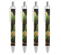 ERSTSNCK Cacti And Succulents Black Ballpoint Pens Fine Point (0.5mm) Black Ink Pen Retractable Ball Point Pens with Comfortable Full Grip for Journaling, And Office Writing Ideal 4 PCS