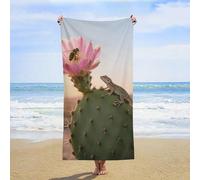 ERSTSNCK Cactus in Bloom Beach Towel Oversized 31" X 63" Absorbent Towels Quick Dry Pool Towel Lightweight Bath Towels Sandproof Beach Blanket for Gym Swimming Sports Travel Gifts