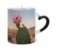 ERSTSNCK Cactus in Bloom Color Changing Mug Heat Changing Coffee Mugs Funny Magic Cup Heat Sensitive Travel Mug Novelty Coffee Cups Personalized Customized Gift Idea for Men & Women 11 Oz