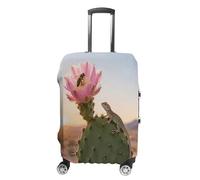 ERSTSNCK Cactus in Bloom Luggage Suitcase Covers Elastic Washable Cute Luggage Protector Travel Suitcase Protective Cover For Adult (Fit 19-32 Inch Luggages), white, L, Cactus in Bloom